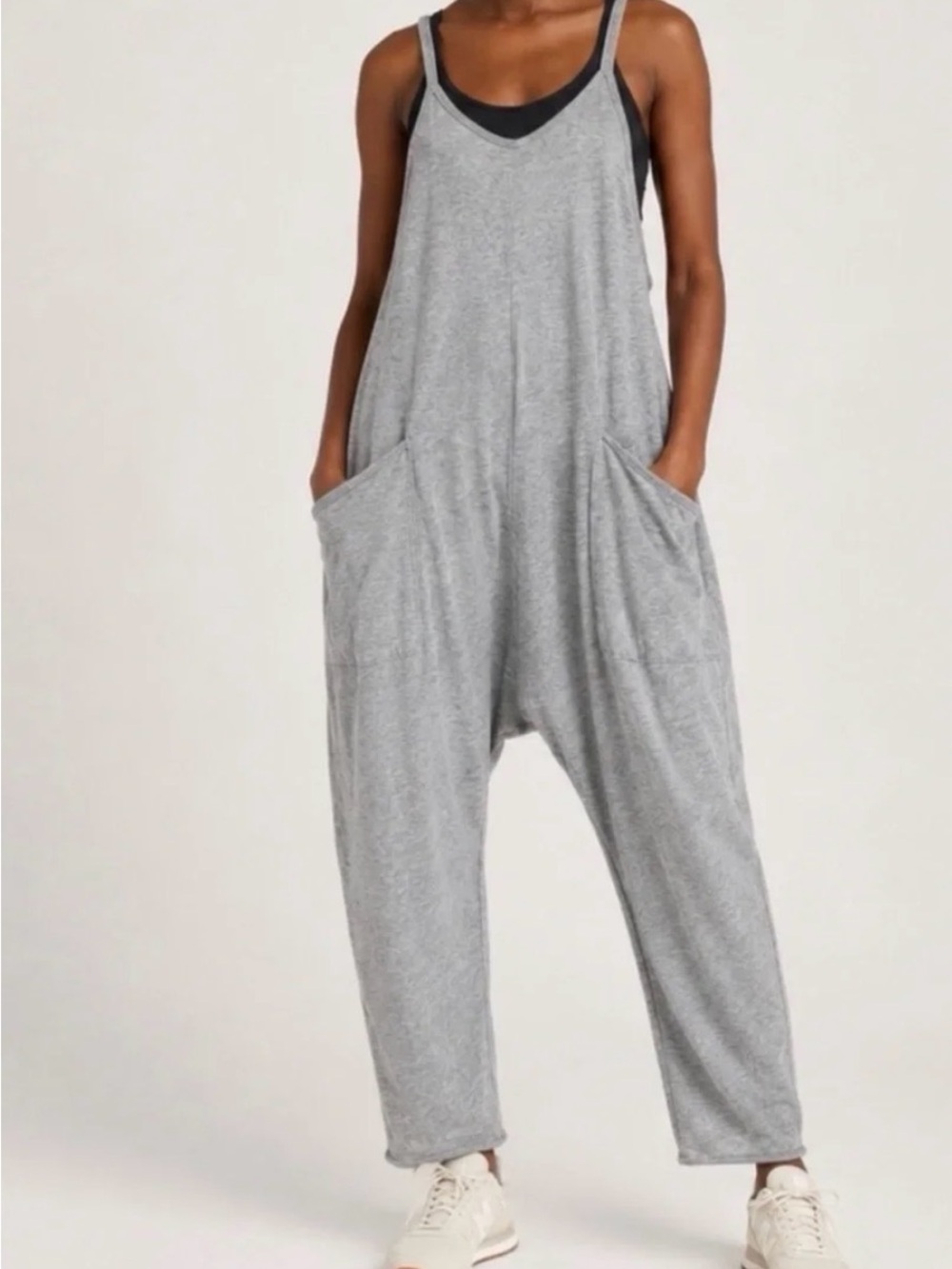 Free People Movement Hot Shot Gray Sleeveless Jumpsuit